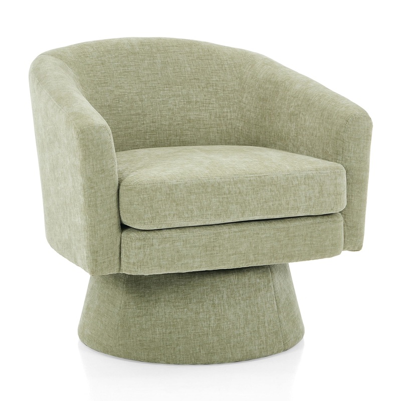 Swivel Barrel Chair With Cushioning For Living Room & Office, 360 Rotating – Green