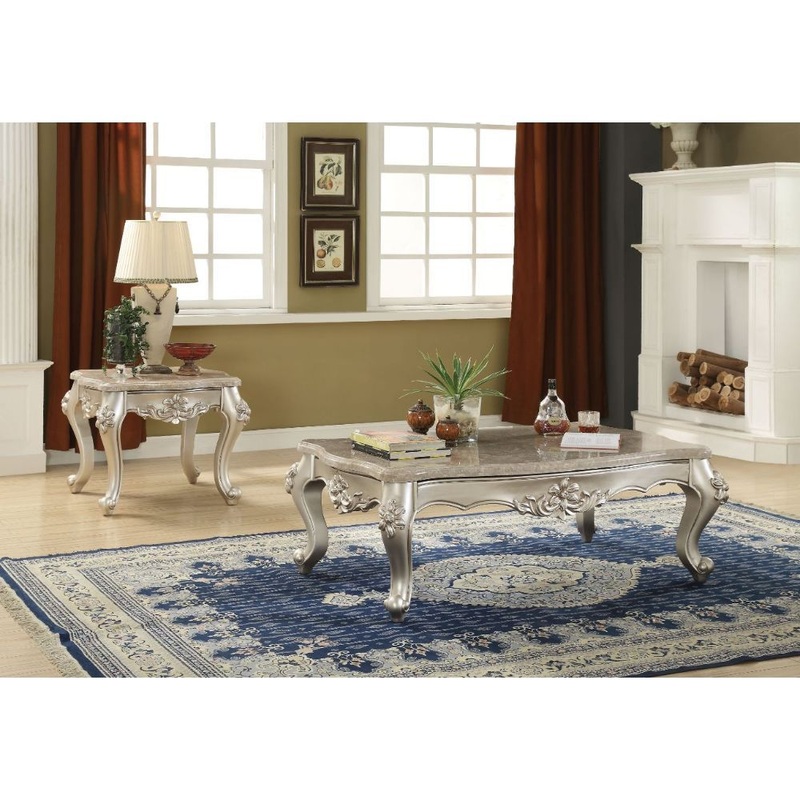 Bently – Coffee Table – Marble Top & Champagne