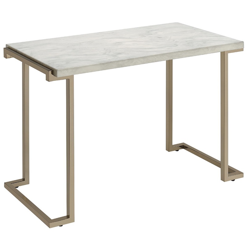 Boice II – Sofa Table – Faux Marble Top & Champagne
