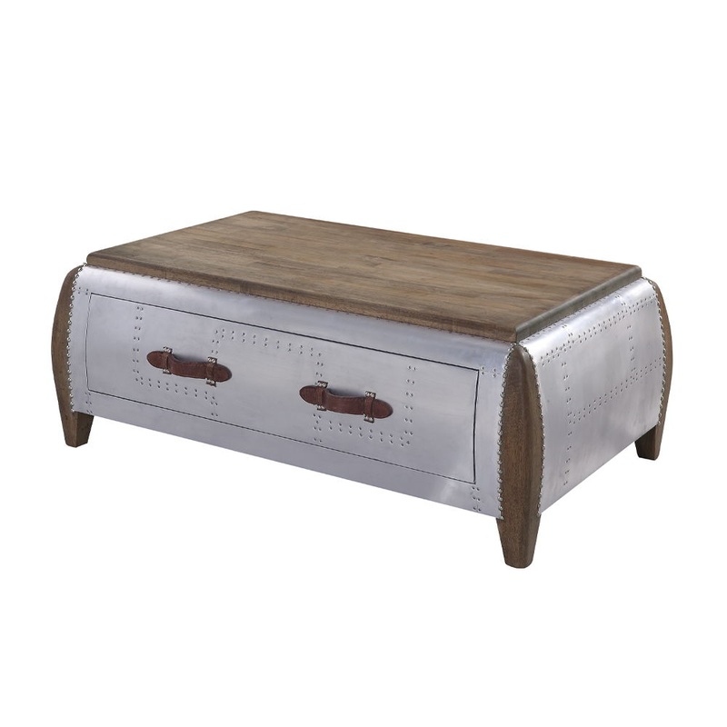 Brancaster – Coffee Table – Antique Oak & Aluminum