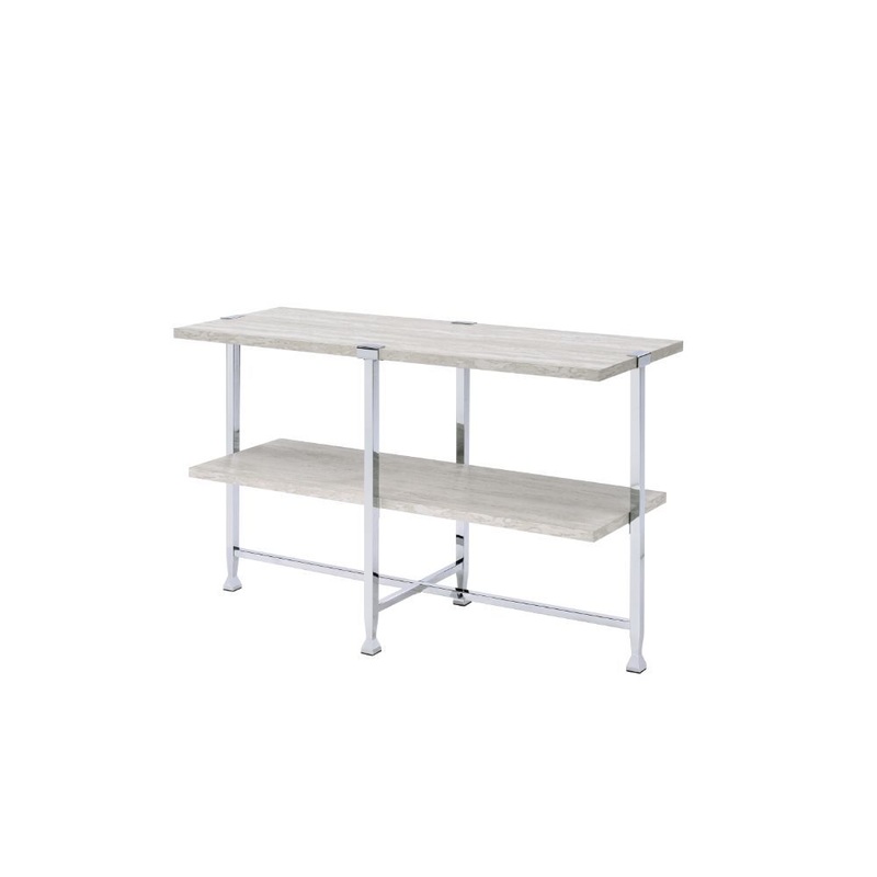 Brecon – Sofa Table – White Oak & Chrome