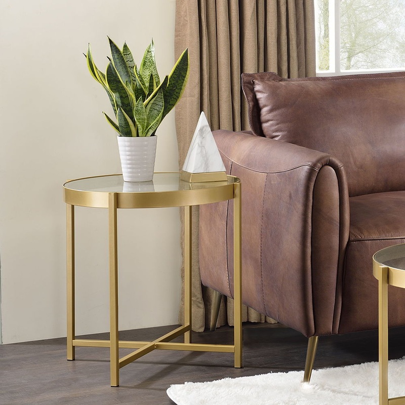 Charrot – End Table – Clear Glass Top & Gold