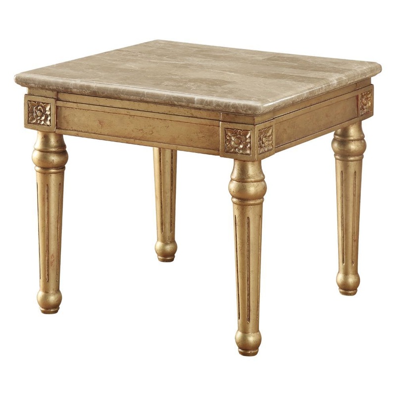 Daesha – End Table – Marble Top & Antique Gold