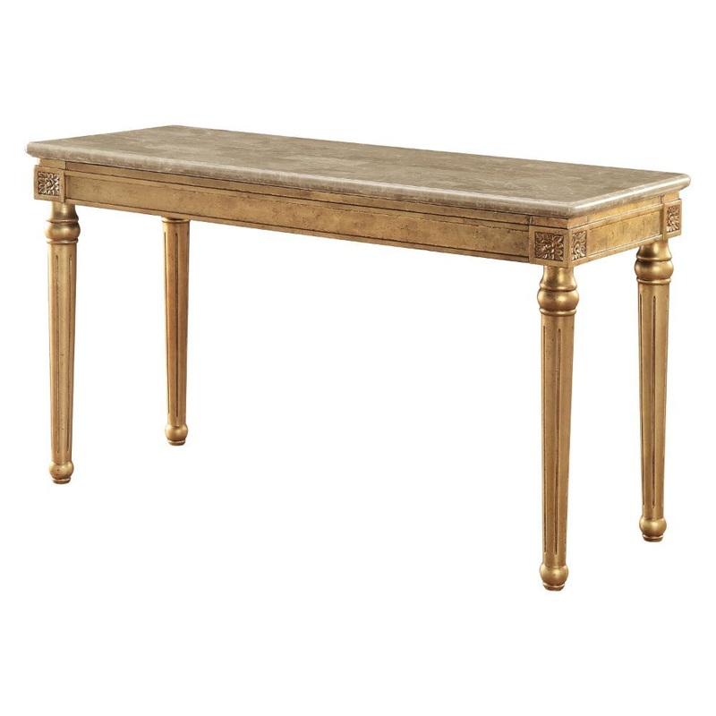 Daesha – Sofa Table – Marble Top & Antique Gold