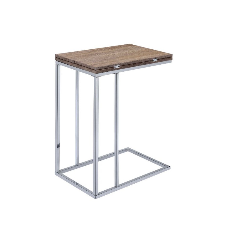 Danson – Accent Table – Weathered Oak & Chrome