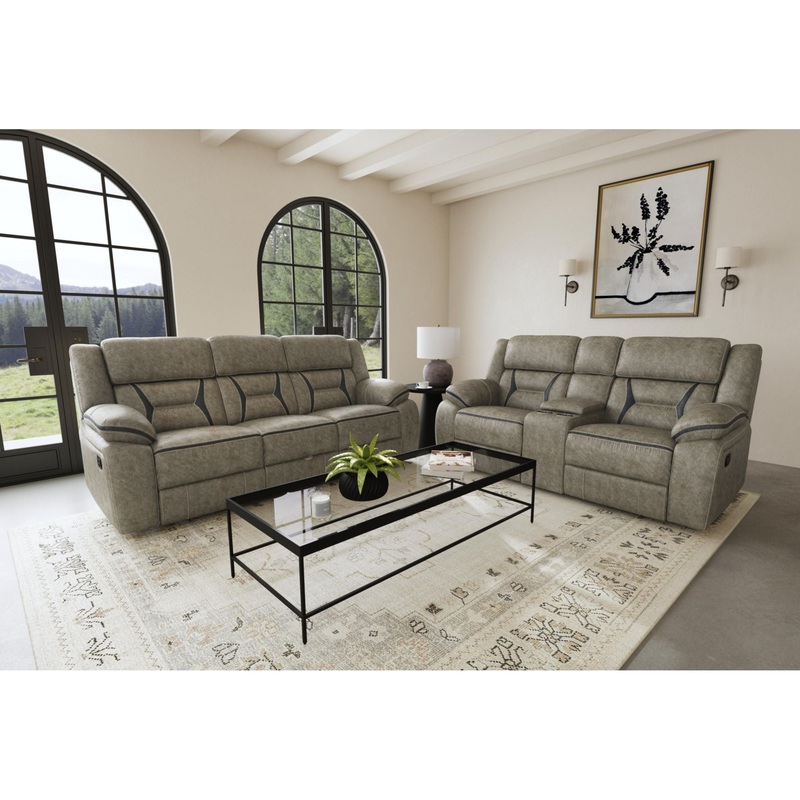 Engage – Living Room Set|Gray|Dark Brown|2 Pc. Sofa, Loveseat