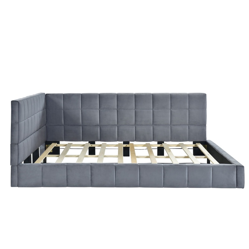 Full Size Upholstered Classic Mid Century Modern Daybed / Sofa Bed Frame, Elegant Design – Gray