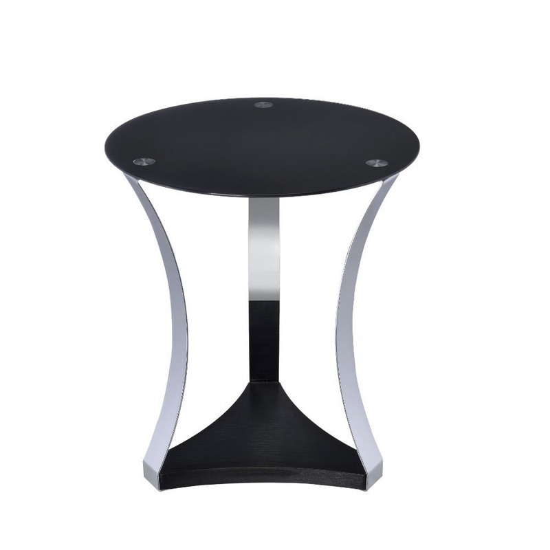 Geiger – End Table – Black Glass & Chrome