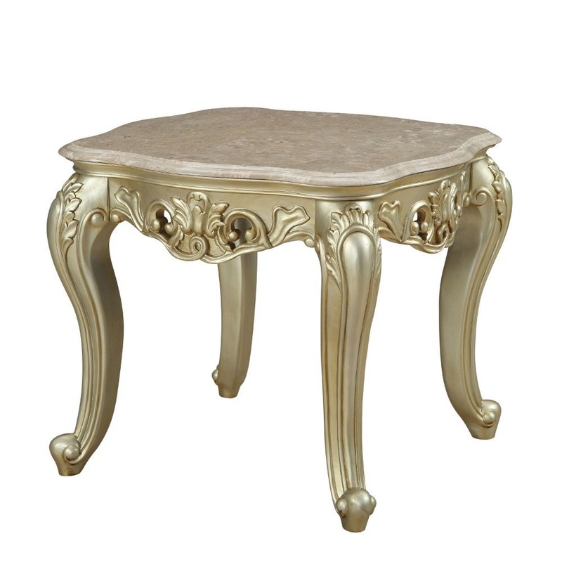 Gorsedd – End Table With Marble Top – Marble Top & Golden Ivory