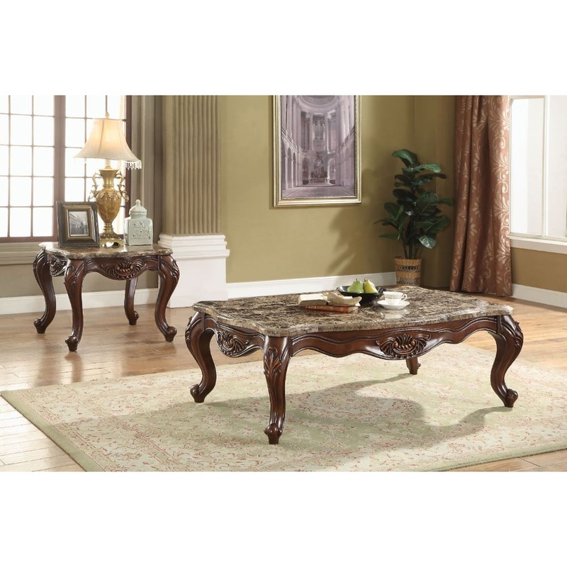 Jardena – Coffee Table – Marble Top & Cherry Oak