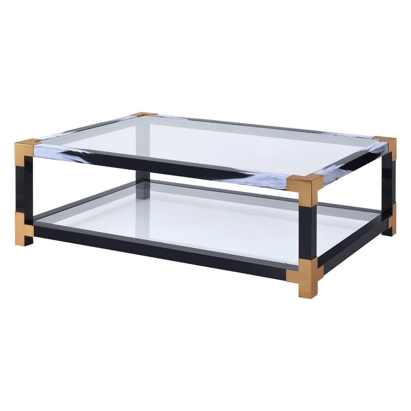 Lafty – Coffee Table – Clear Glass & White Brushed
