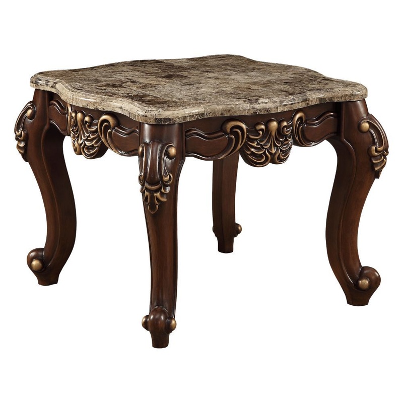 Mehadi – End Table – Marble Top & Walnut