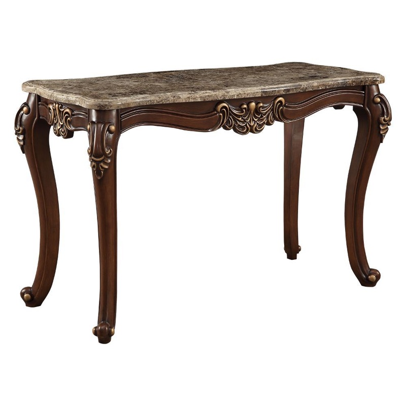 Mehadi – Sofa Table – Marble Top & Walnut