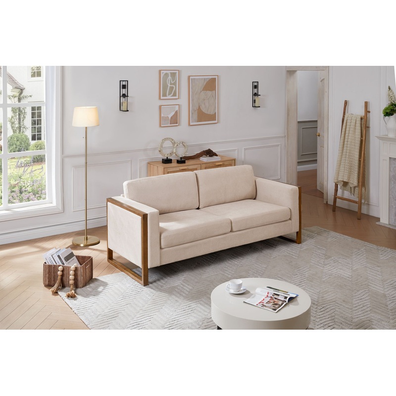 Modern Sofa With Solid Wood Legs, 3 Seater