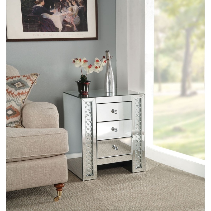 Nysa – Accent Table – Mirrored & Faux Crystals