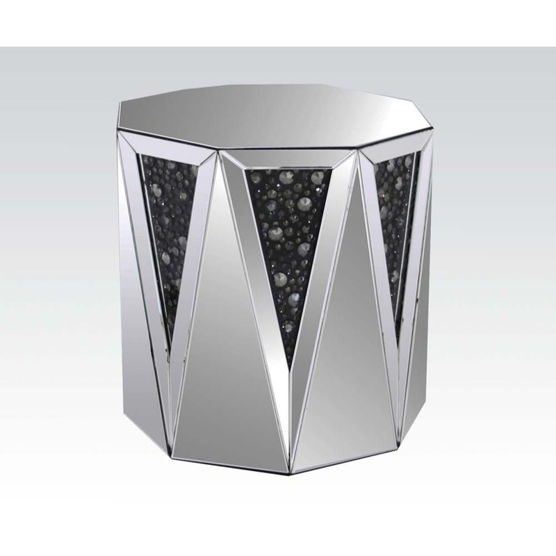 Nysa – End Table – Mirrored & Faux Crystals