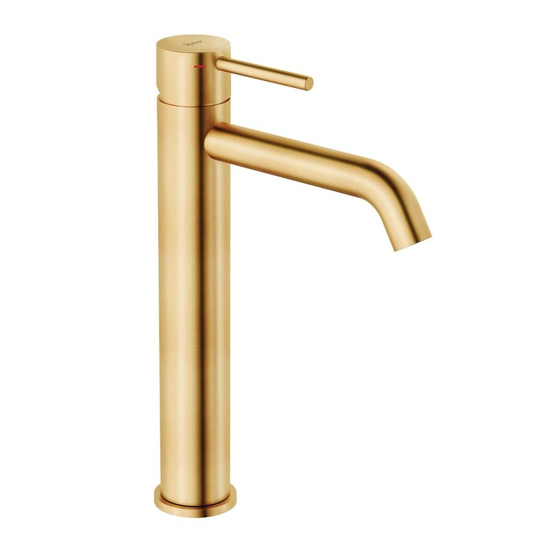 TAYRONA HIGH WASHBASIN MIXER WITHOUT WASTE BRUSHED GOLD