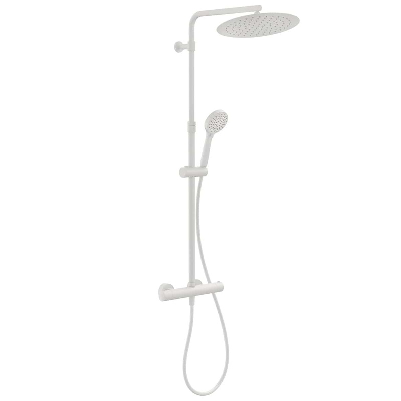 TAYRONA SHOWER KIT W/MATTE WHITE THERMOSTAT SHOWER HEAD DIAM. 30 CM
