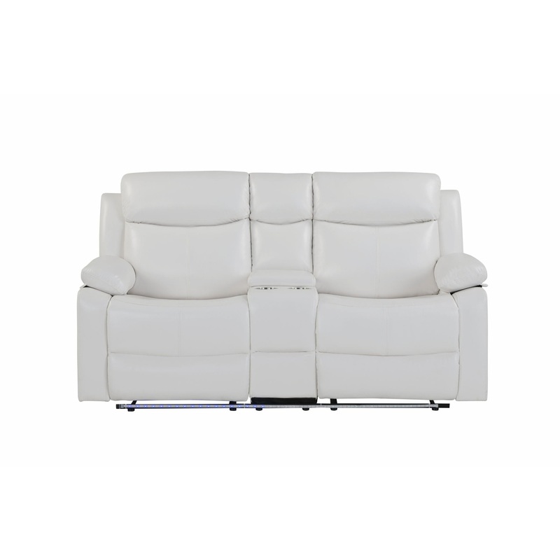 U6026 – Console Reclining Loveseat With LED And Speaker – White