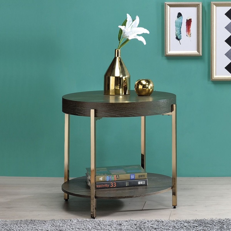 Weyton – End Table – Light Brown & Champagne