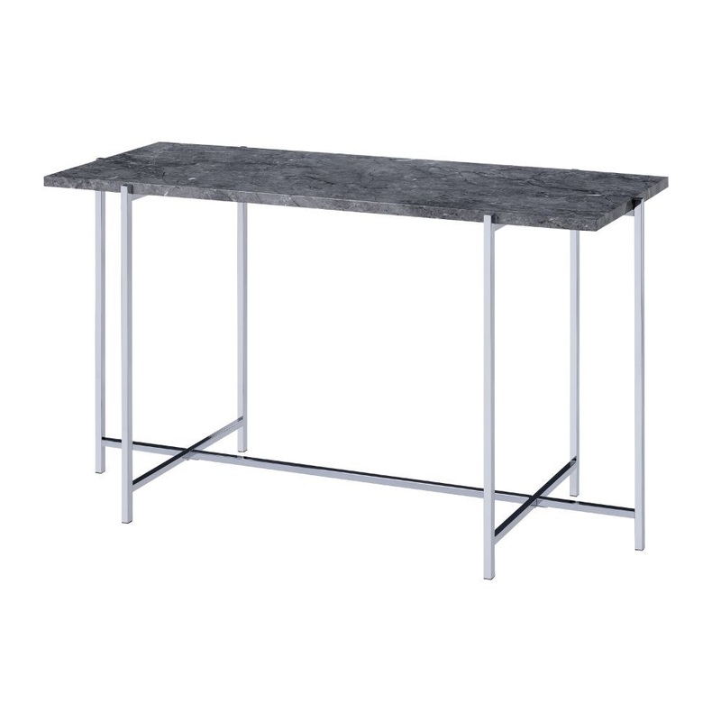 Adelae – Sofa Table – Faux Marble Top & Chrome