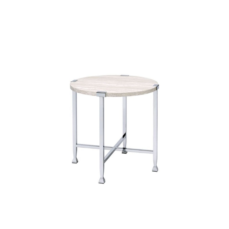 Brecon – End Table – White Oak & Chrome