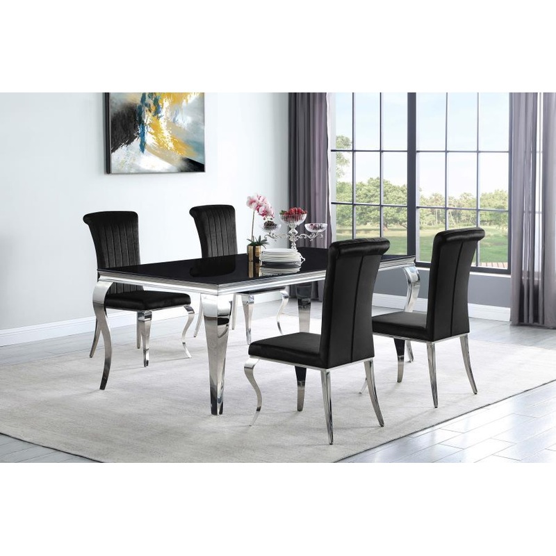 Carone – Dining Room Set|Black|Gray|5 Pc. Table, 4 Chairs