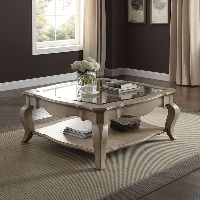 Chelmsford – Coffee Table – Clear Glass & Antique Taupe