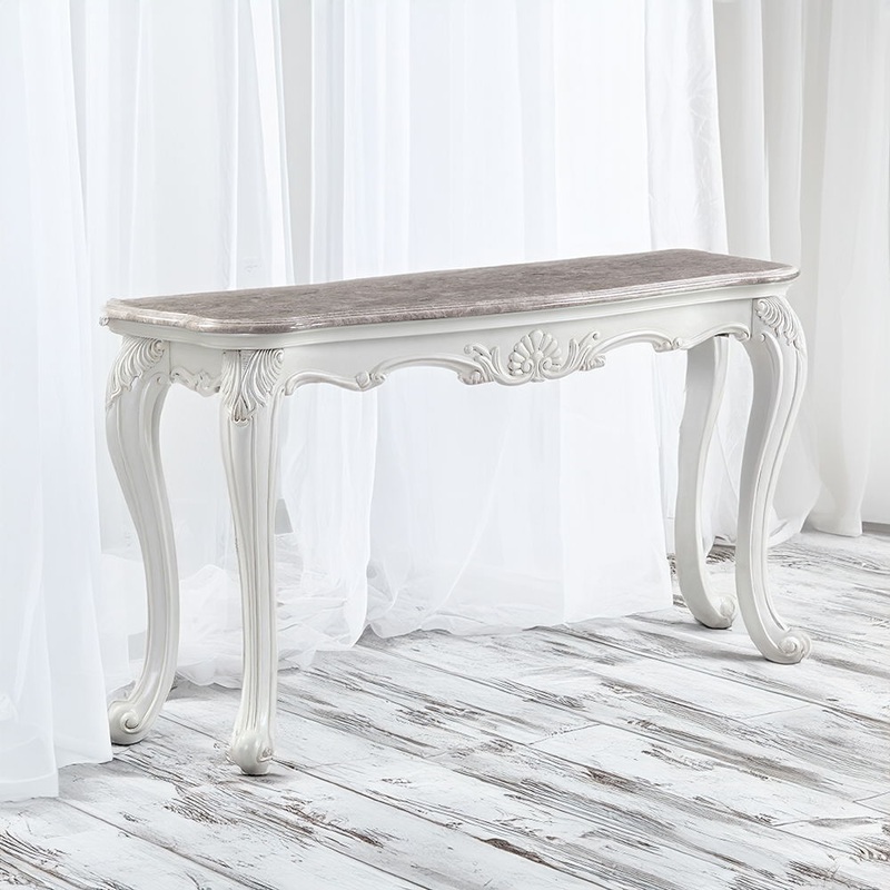 Ciddrenar – Sofa Table – Marble Top & White