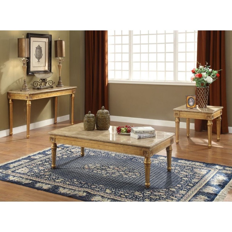 Daesha – Coffee Table – Marble Top & Antique Gold