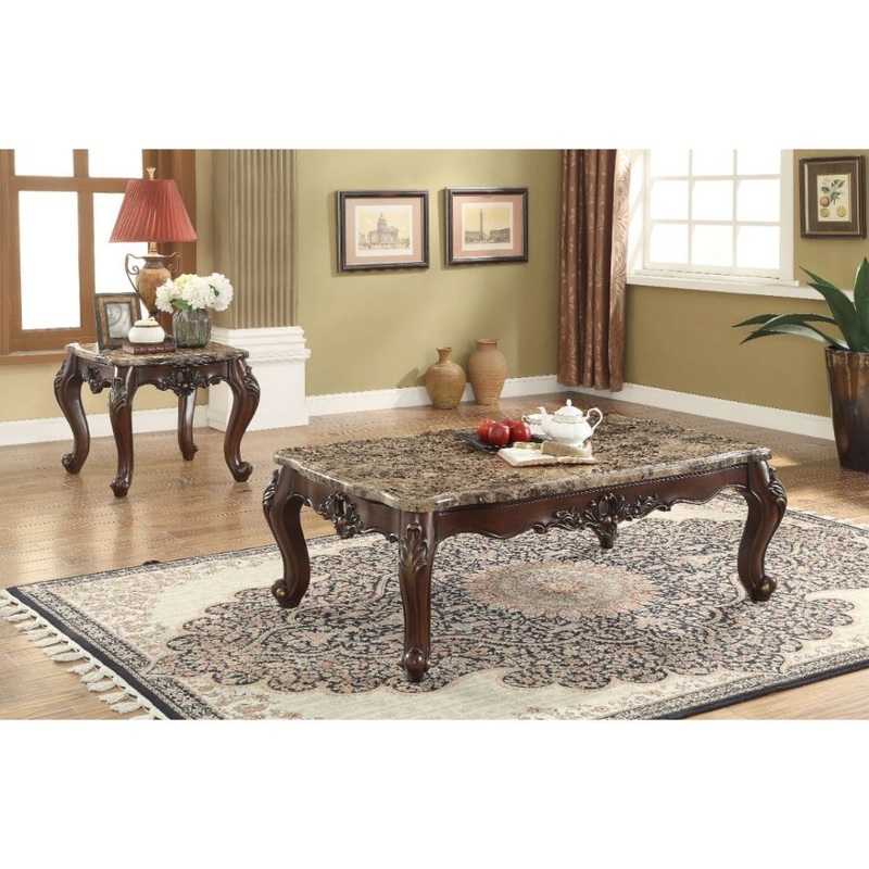 Devayne – Coffee Table – Marble Top & Dark Walnut