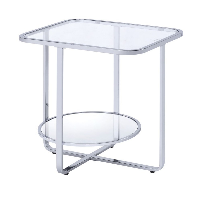 Hollo – End Table – Glass & Chrome