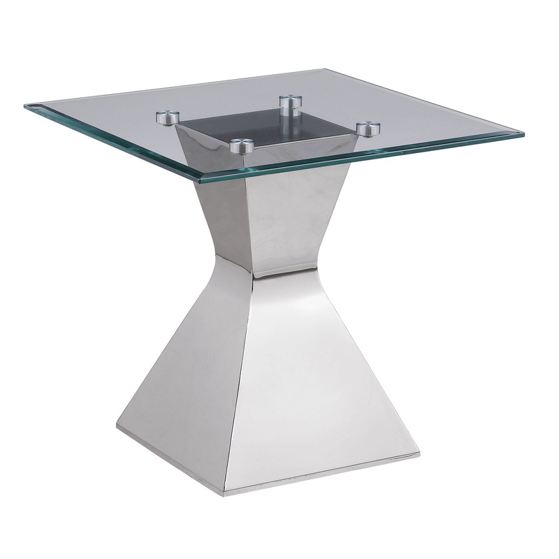 Jenny – Glass Top Stainless Steel Table
