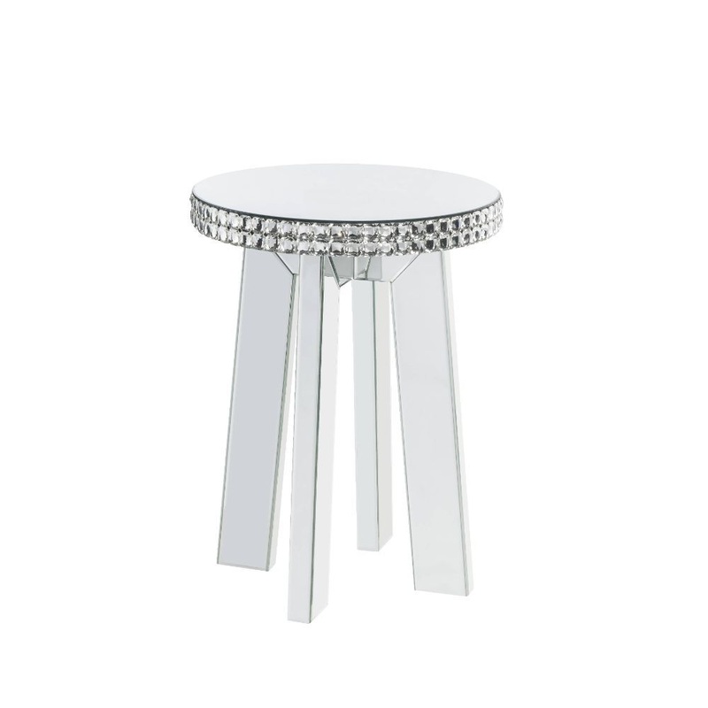 Lotus – End Table – Mirrored & Faux Ice Cube Crystals