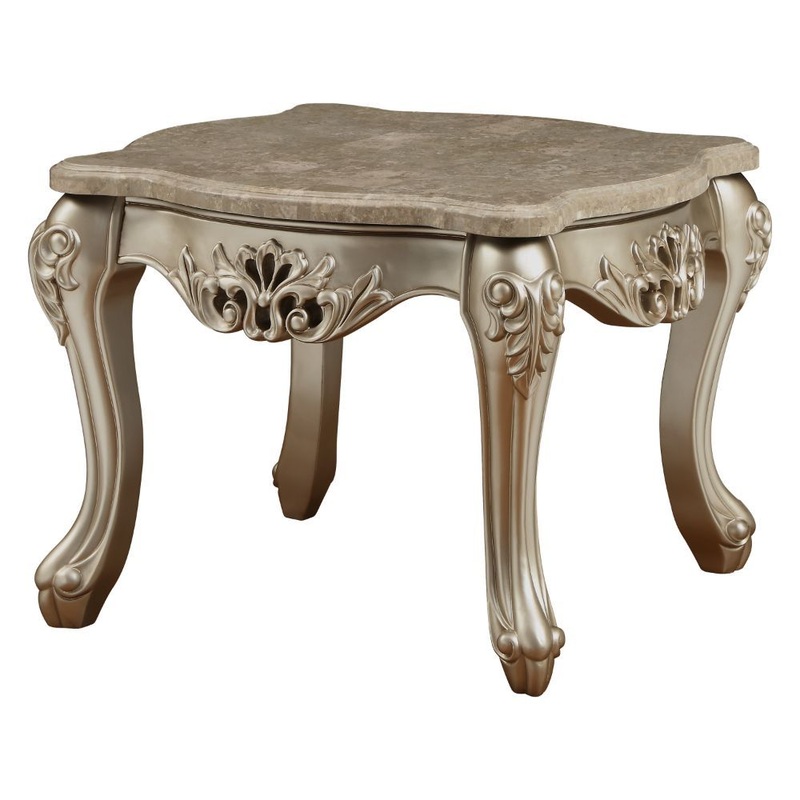 Ranita – End Table – Marble Top & Champagne