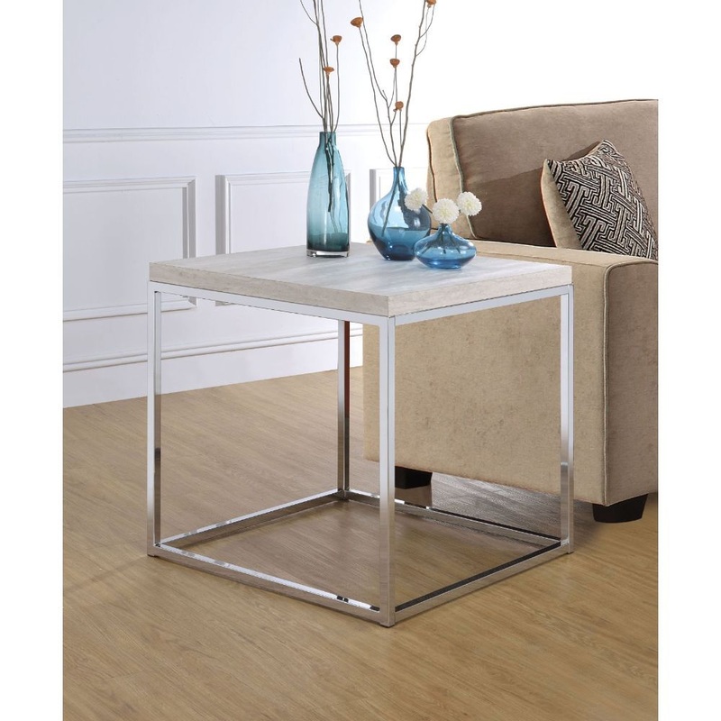 Snyder – End Table – Engineered Stone Top & Chrome