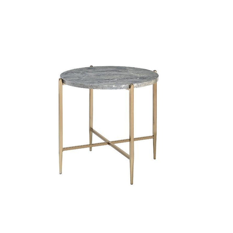Tainte – End Table – Faux Marble Top & Champagne