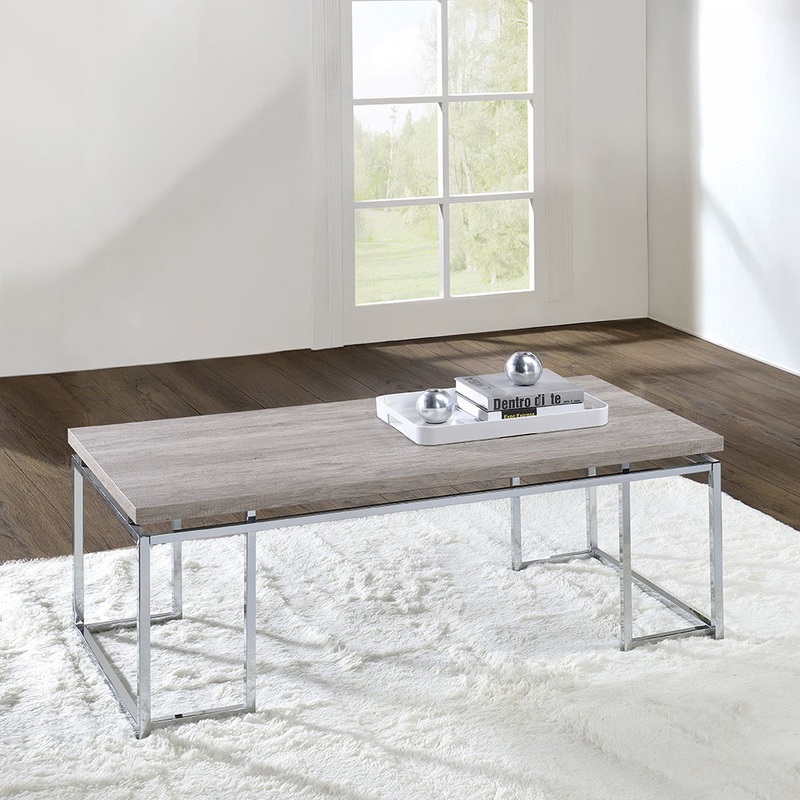 Chafik – Coffee Table – Natural Oak & Chrome