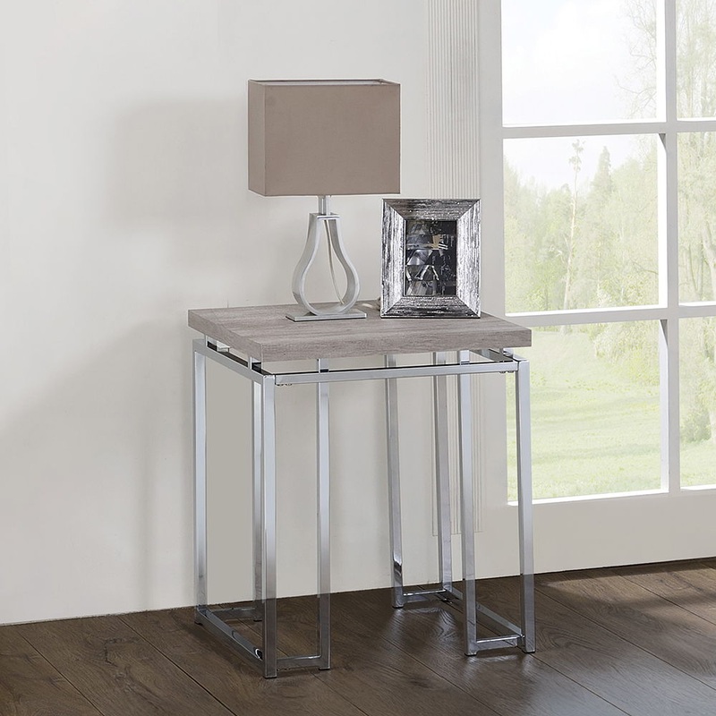 Chafik – End Table – Natural Oak & Chrome