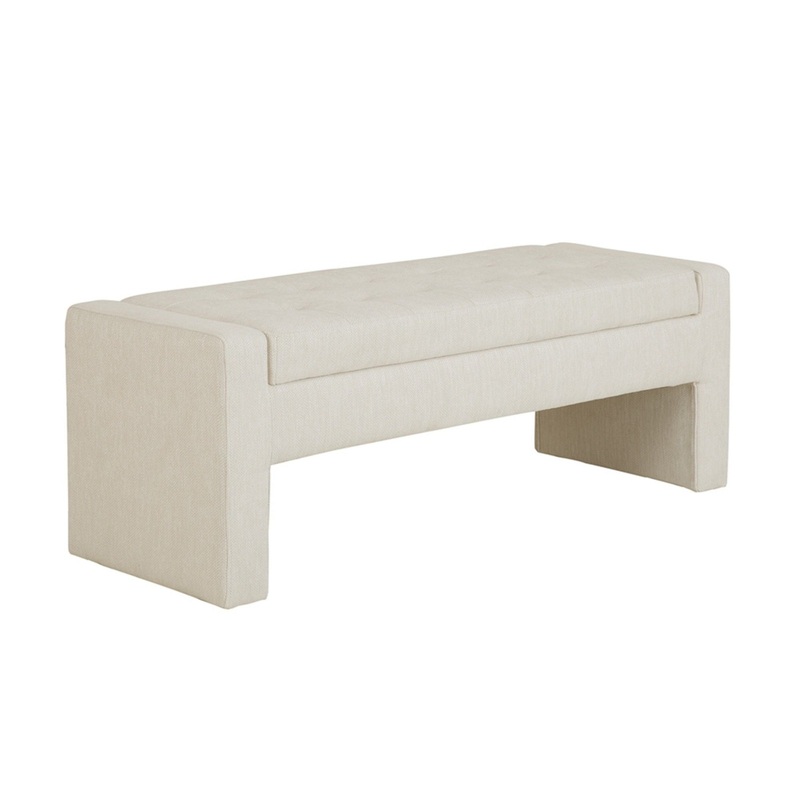 Elegant Soft Close Storage Bench Polyester Upholstery – Cream
