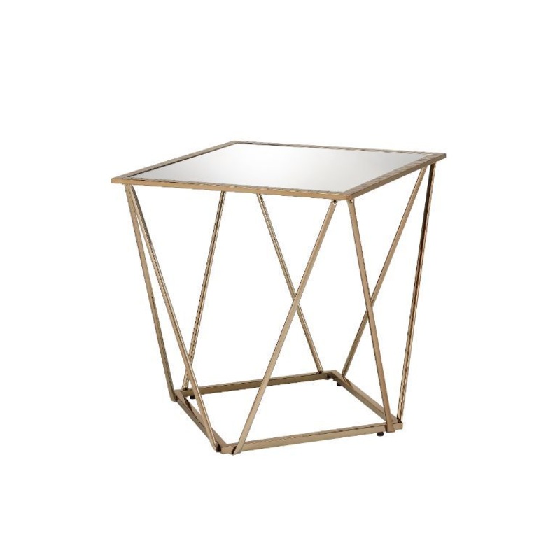 Fogya – End Table – Mirrored & Champagne Gold