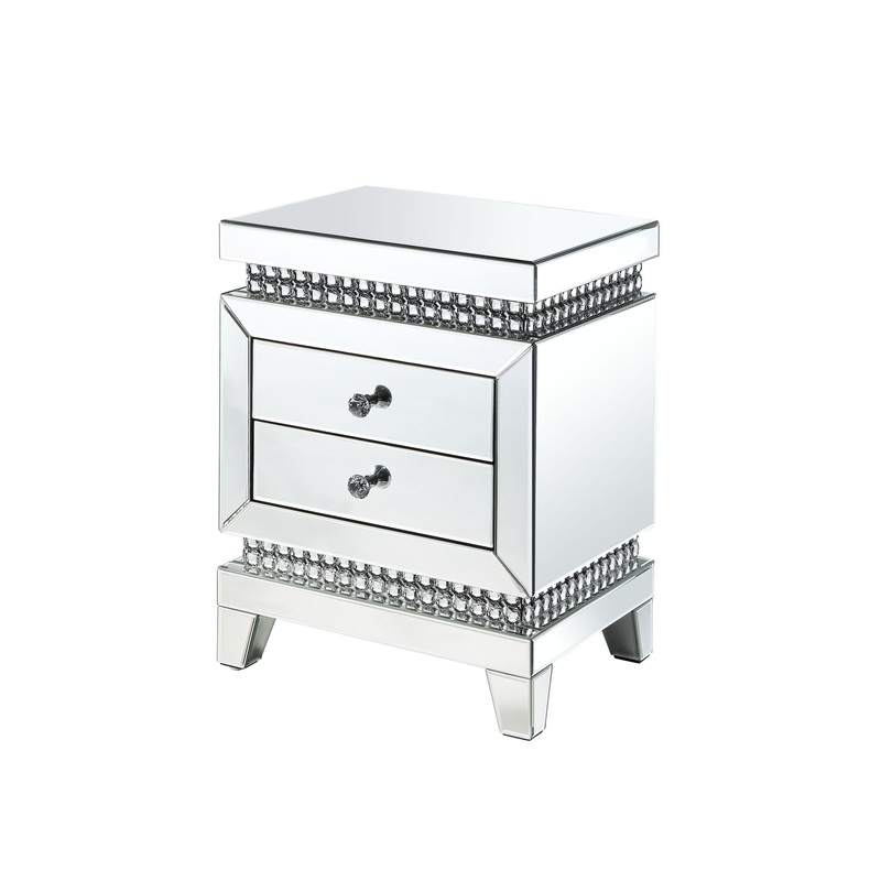 Lotus – Accent Table – Mirrored & Faux Ice Cube Crystals