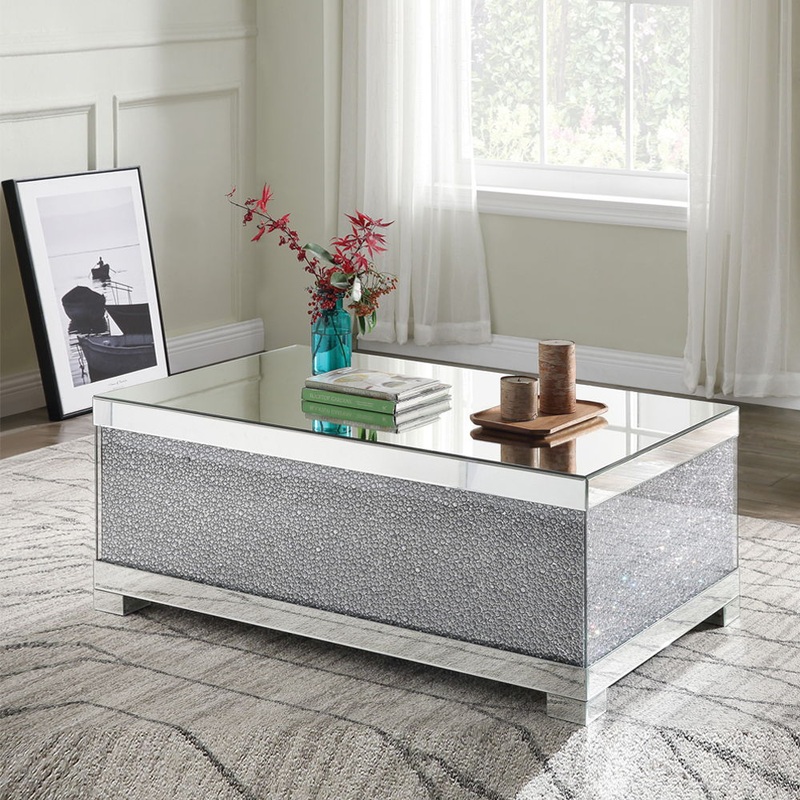 Mallika – Coffee Table – Mirrored & Faux Round Crystals
