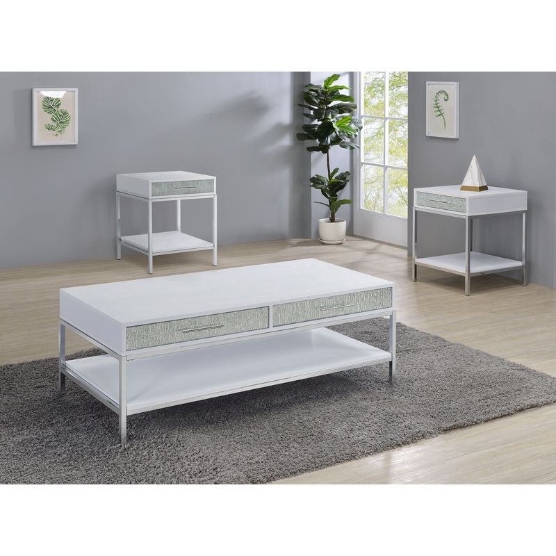 Mirage – 3 Piece Table Set (Cocktail & 2 End Tables) – White