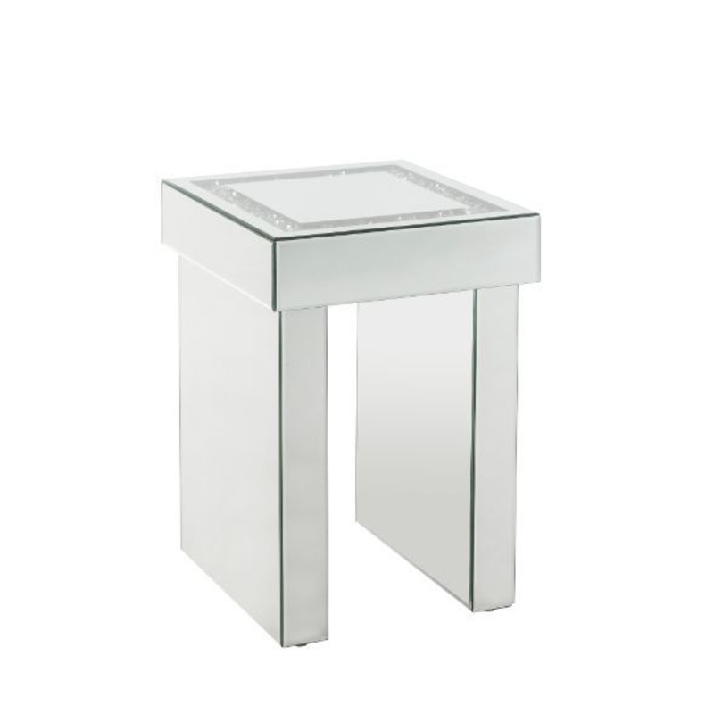 Noralie – 16 End Table With Faux Diamonds – Mirrored