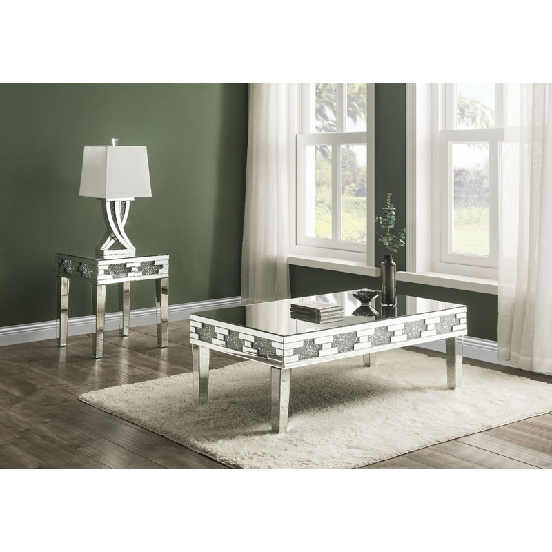 Noralie – 48 X 29 Coffee Table – Mirrored & Faux Diamonds