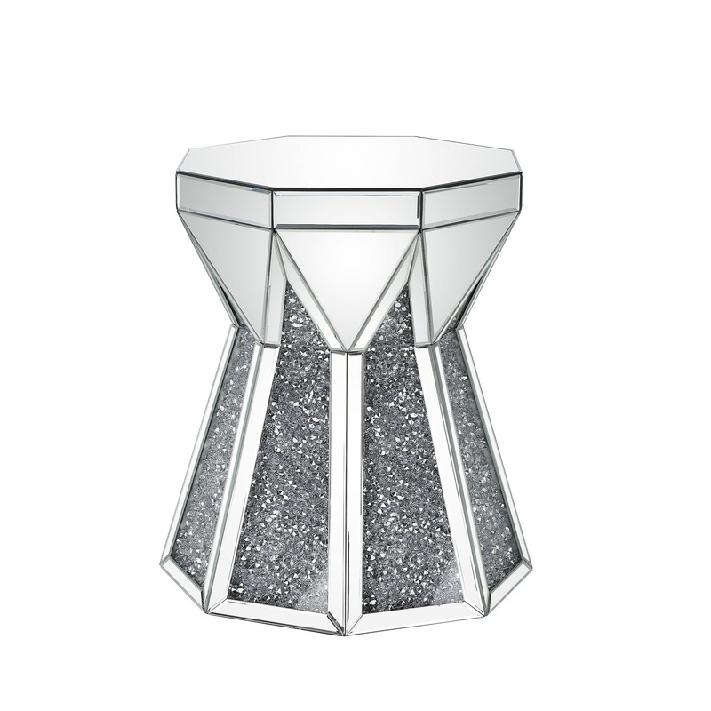 Noralie – End Table – Mirrored & Faux Diamonds
