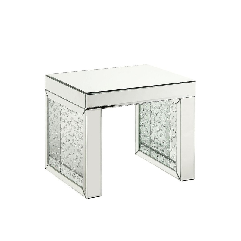 Nysa – 16 Accent Table – Mirrored & Faux Crystals Inlay