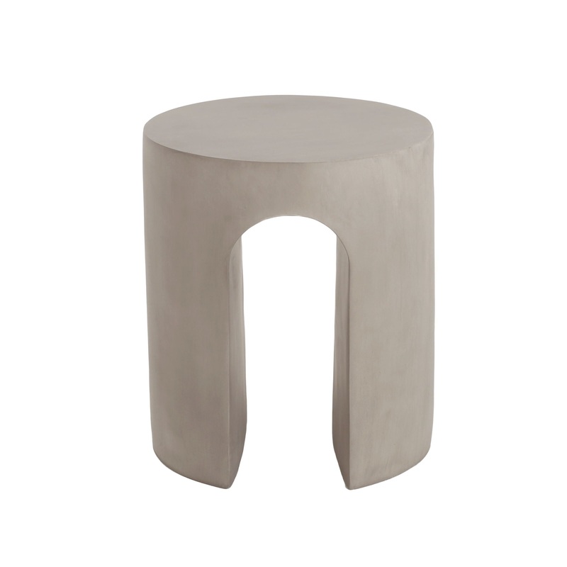 Outdoor Round With U Shape Side Table – Light Gray