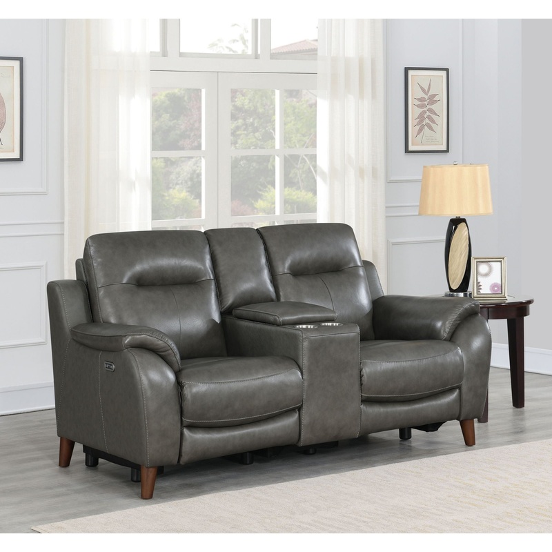 Trento – Dual Power Console Loveseat – Brown